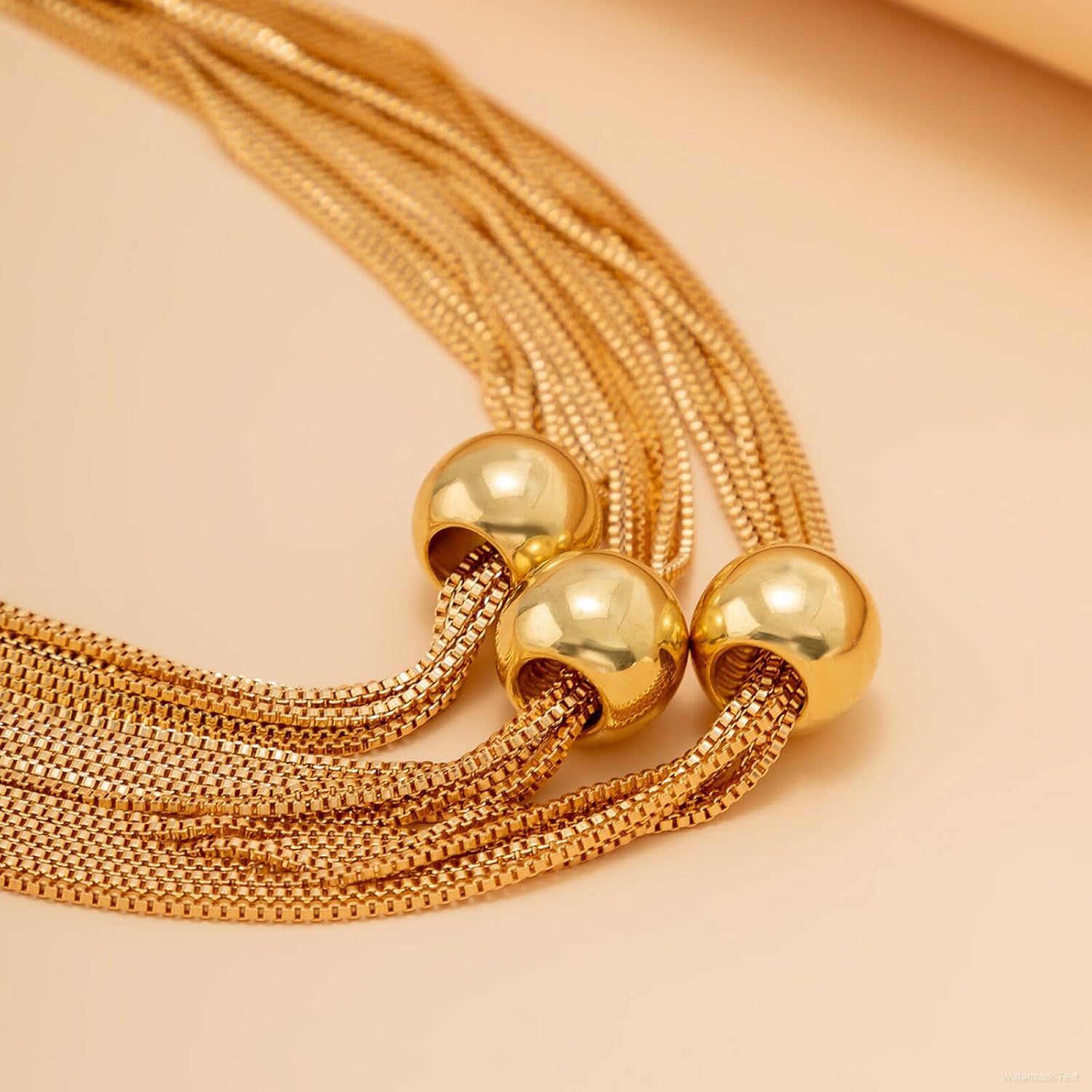 14K Gold Ball Multi-Layered Choker Necklace for Women,Unique Statement Sphere Adjustable Collarbone Chain Necklace Trendy Anniversary Jewelry Gifts - Image 5