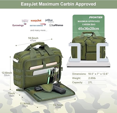 Miniatura 3 de Bolsa de mensajero táctica de Stypos para hombre, maletín militar para laptop de 14 pulgadas/15.6 pulgadas/17.3 pulgadas, bolsa de hombro para