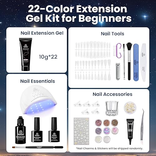 Miniatura 12 de Beetles - Kit de extensión de gel de uñas de polietileno, 6 colores de gelatina nude con solución deslizante, mejora de uñas para principiantes y 0