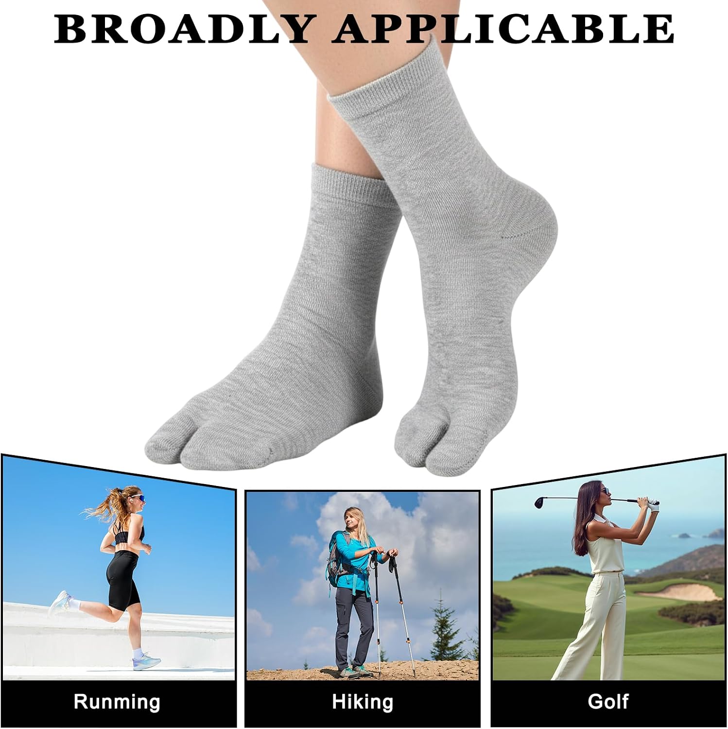 3 Pairs Women Split Two Toe Socks Tabi Socks Elastic Flip Flop Sock Japanese Tabi Flip Flops Sandal Sock Sports Casual for Men Women Unisex