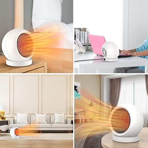 Miniatura 7 de Calentador de escritorio, calentador de escritorio de 600 W de eficiencia energética para uso en interiores, seguro y silencioso para dormitorio,