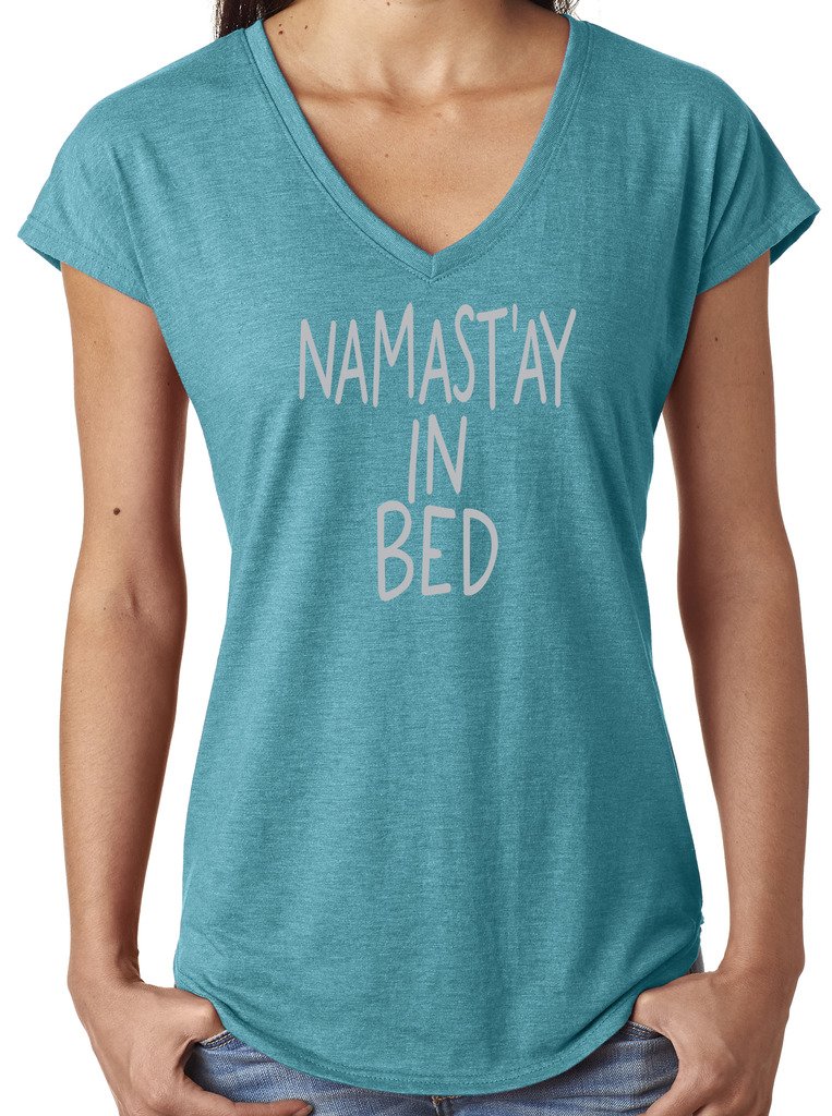 Ladies Namast'ay in Bed V-neck Tee Shirt