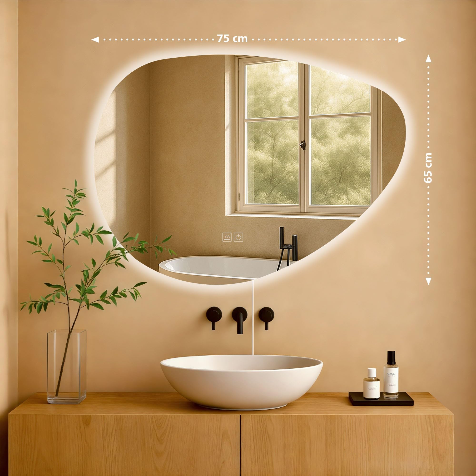 CLP Specchio da Bagno Almafie con Illuminazione, Specchio da Bagno antiappannamento, Specchio da Parete LED, con e Senza Bluetooth, Contenuto del Set:Senza Bluetooth