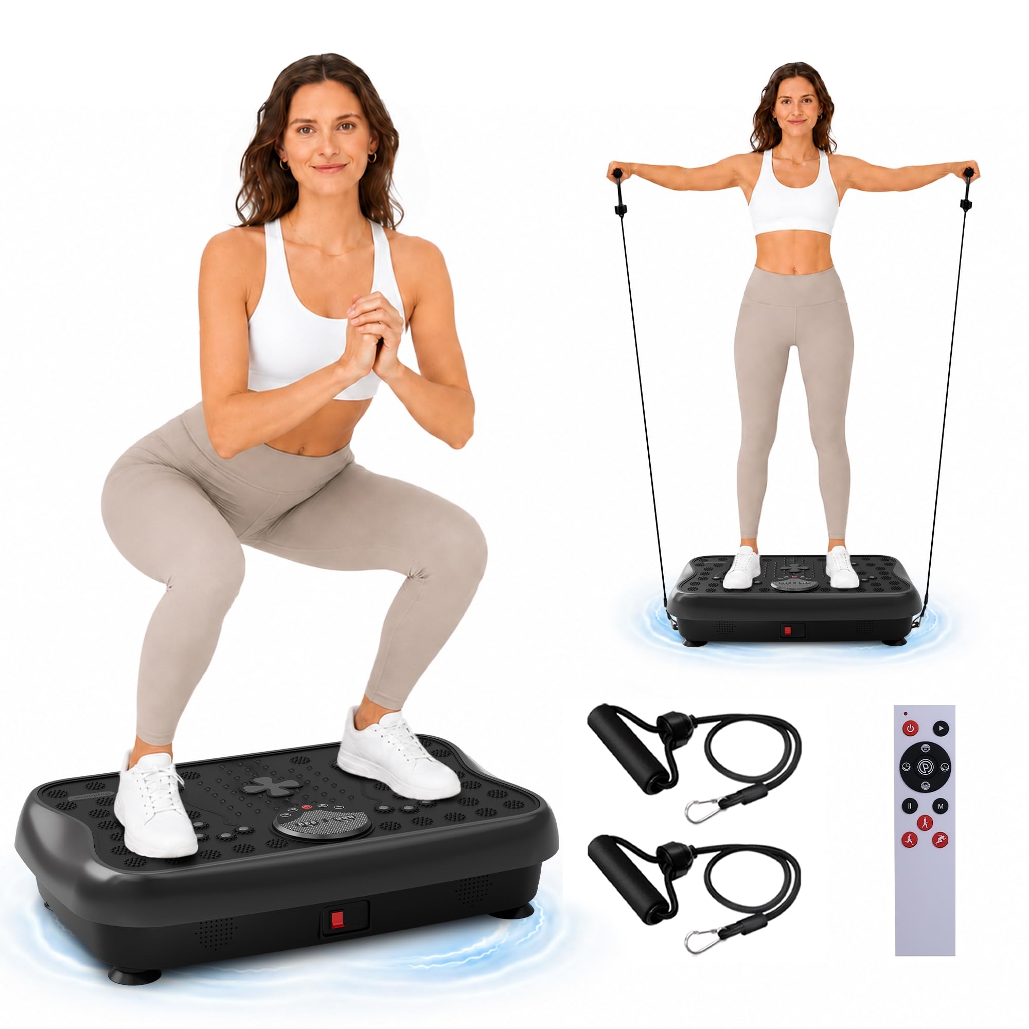 vibration plate exercise machine, full body workout vibrating plate for lymphatic drainage weight loss, 460 lbs capacity shake platform with 300 speeds for women men