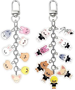 Cute Stray Key Ring, 2 Pieces Cartoon Animal Keyring, Double-Sided Acrylic Pendant, Key Pendant Accessories for Fans Merch Backpack Party Supplies