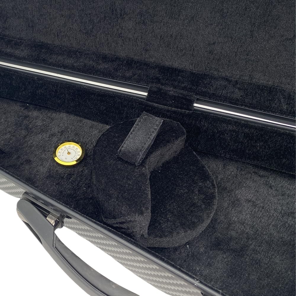 Custodia rigida per violino 4/4 in carbonio composito, da viaggio, imbottitura a sospensione, cinghie per zaino, struttura ultraleggera, protezione, impermeabile, durevole (nero)