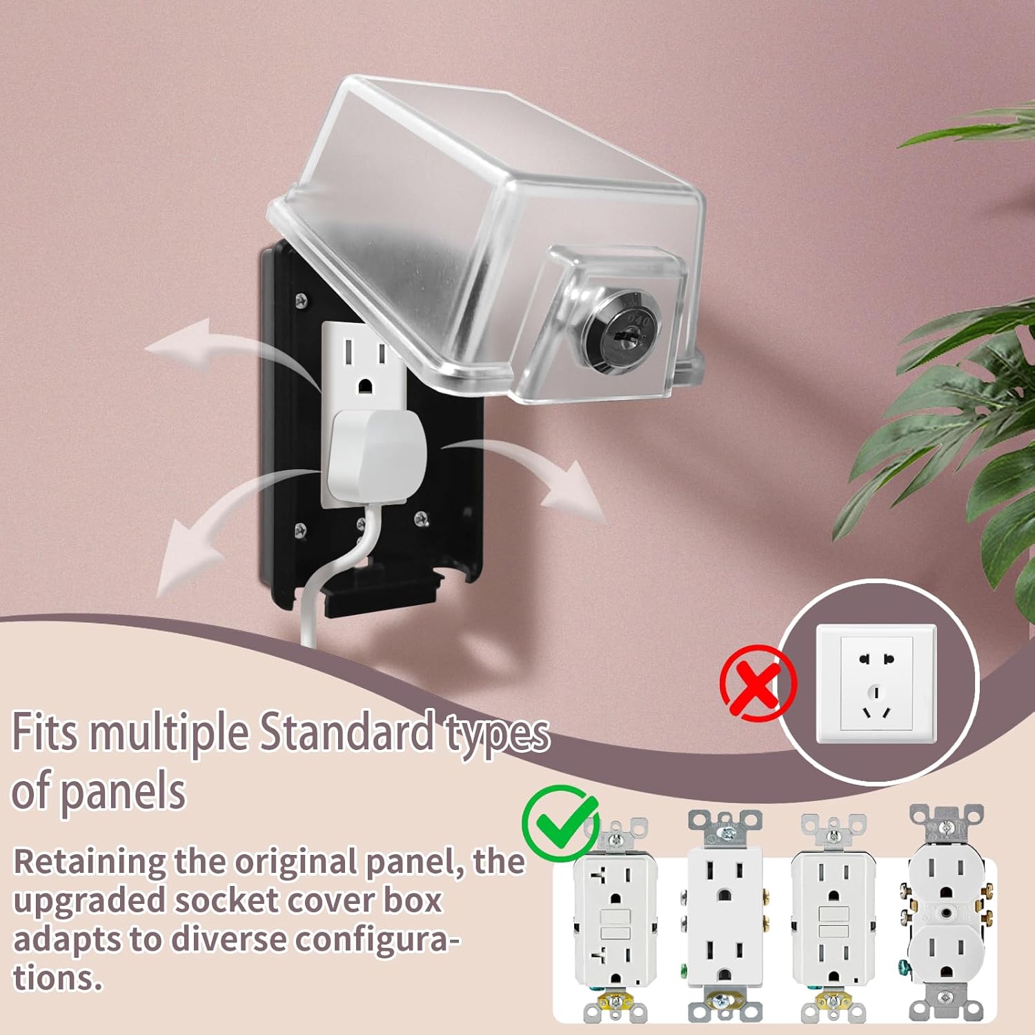 Baby Safety Outlet Cover Box-Key Lock for Much Better Toddler Proofing,Easier Operation,Simple 4 Step Install with Included Screws,Suitable for all Standard Electrical Outlets and Wall Switch