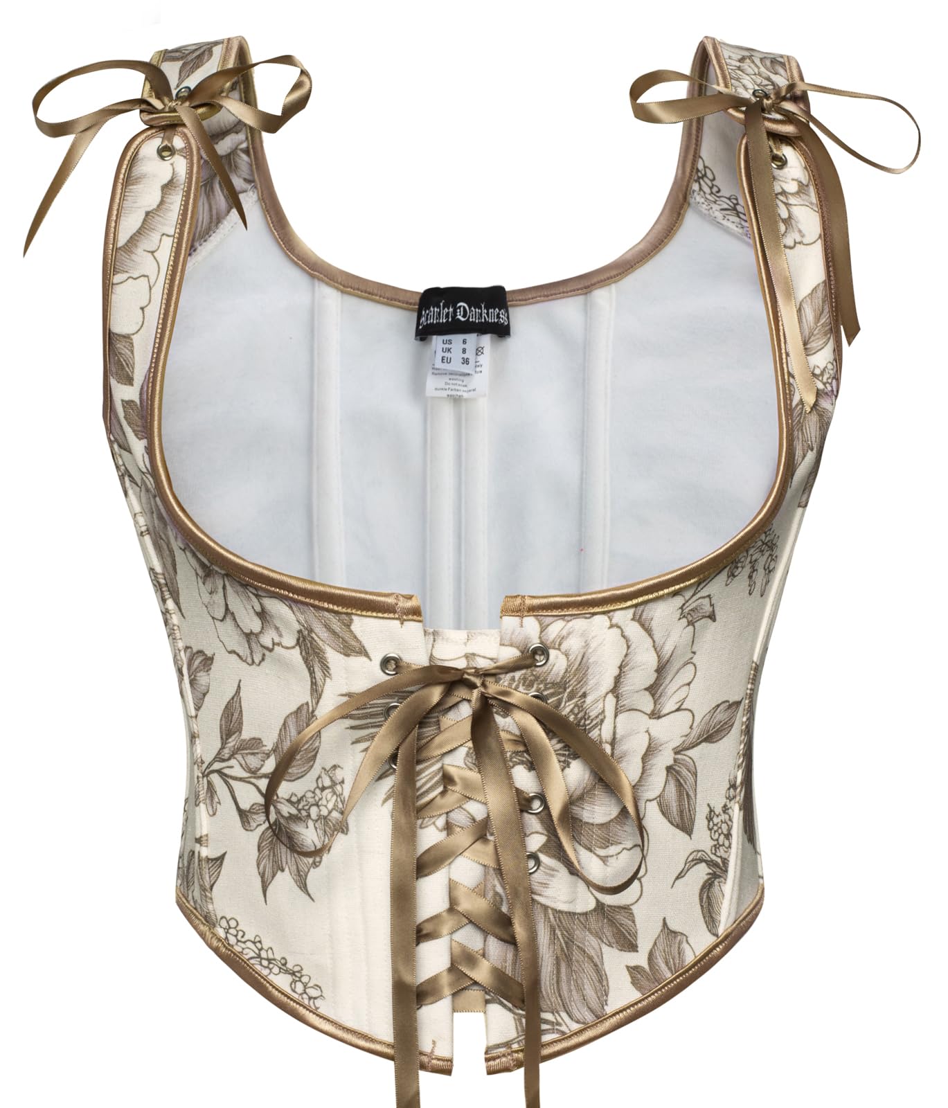 SCARLET DARKNESS Damen Renaissance Korsett U-Ausschnitt Lace-up Corset Top Blumendruck Bustier