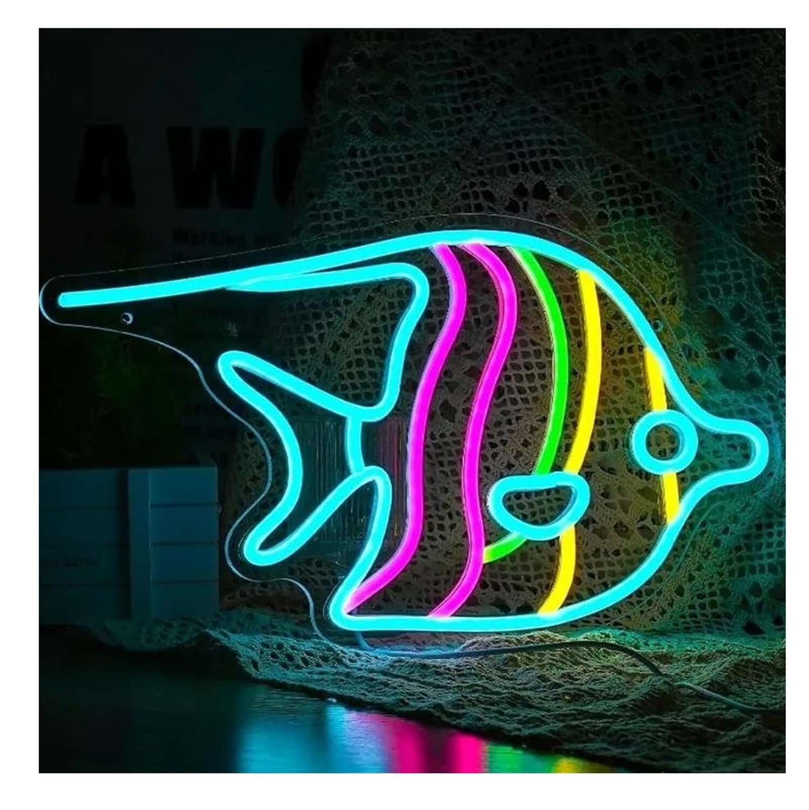 Per insegna al neon per pesci farfalla, luce artistica Per marina, per ristorante, negozio