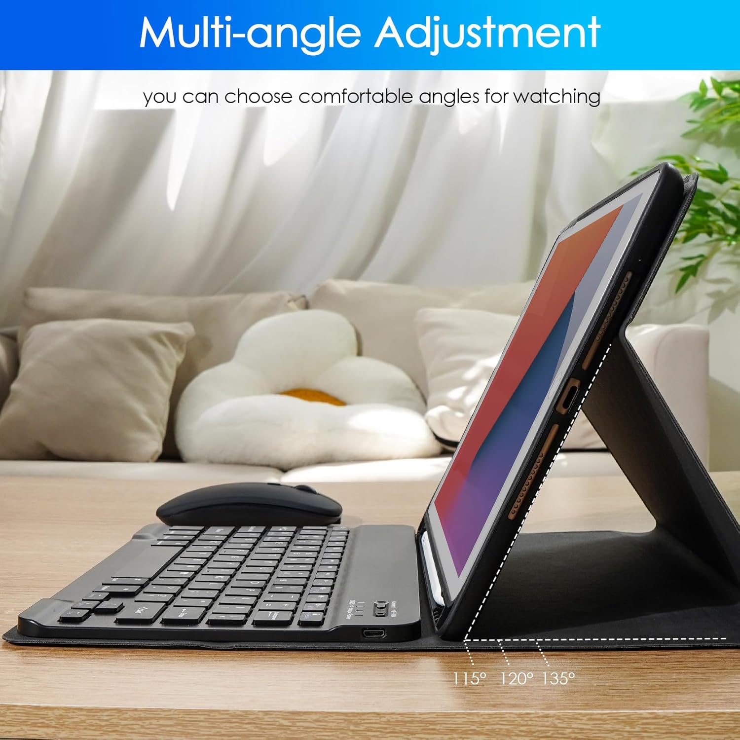 Keyboard Case for iPad 9th 8th 7th Generation 10.2 Inch, Detachable Bluetooth Keyboard Case with Pencil Holder and Mouse for iPad 9th/8th/7th & iPad Air 3rd 10.5"/iPad Pro 10.5"