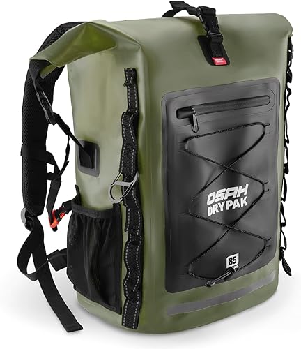 Mochila impermeable Bolsa seca  Mochila de senderismo enrollable para viajes, kayak, canotaje, camping y pesca, Verde, Ocio
