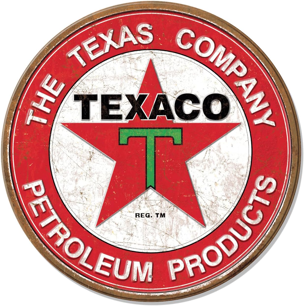 Desperate Enterprises Texaco – The Texas Company – Letrero de aluminio con borde en relieve, decoración nostálgica de pared de metal vintage,