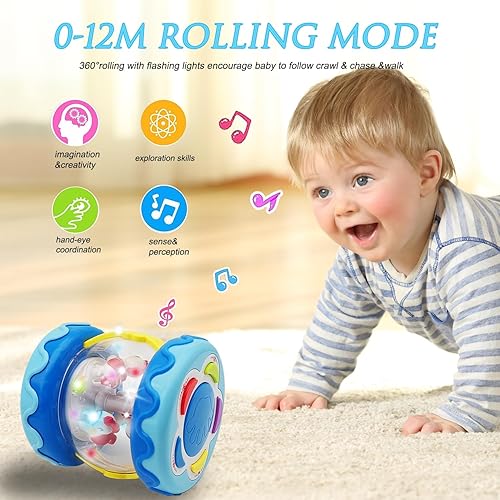 Miniatura 10 de WSJKPA Carrusel giratorio de juguetes para bebés de 18 meses en adelante, juguetes para bebés de 18 a 36 meses, juguete musical para gatear para