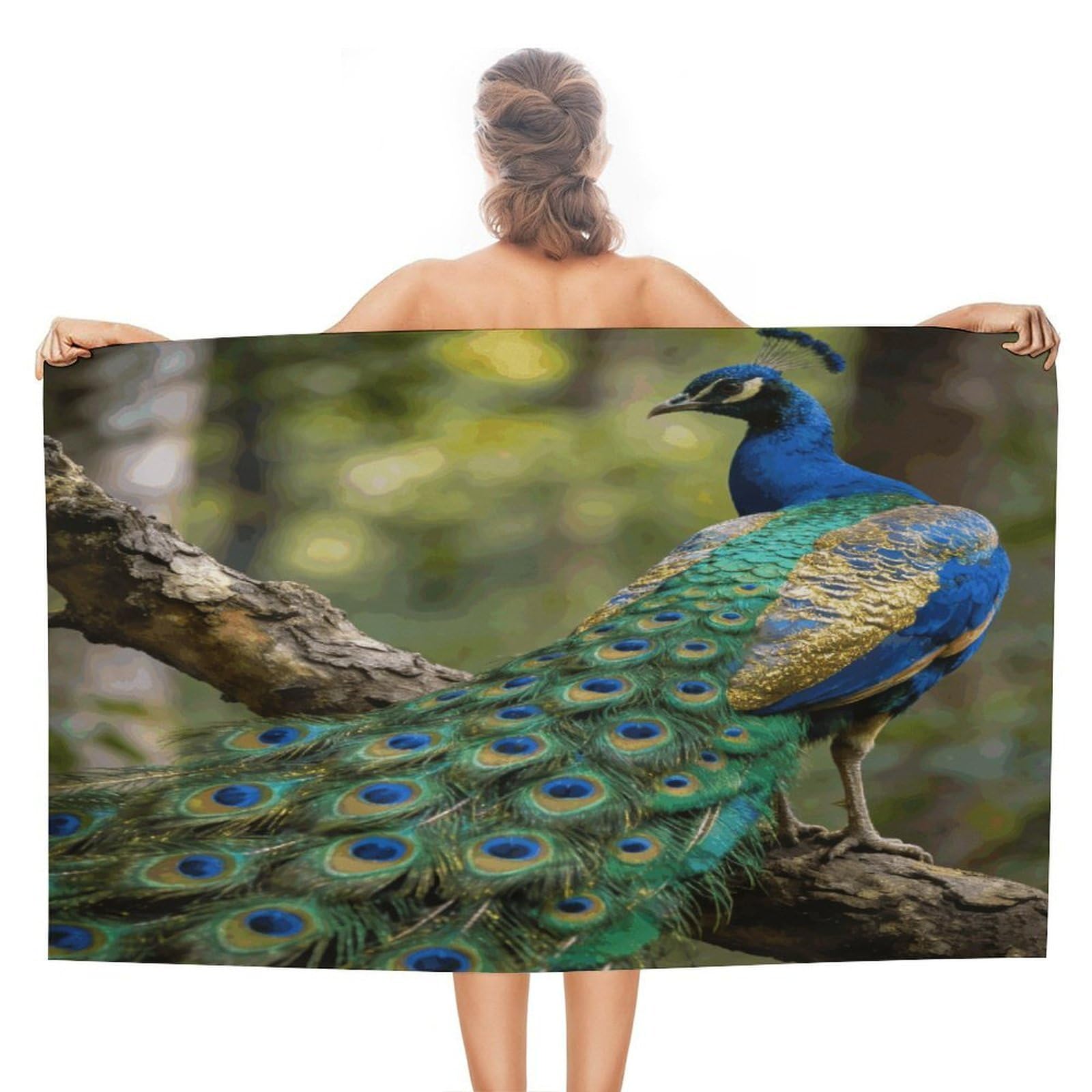 LZQPOEAS Colorful Peacock on A Tree Branch Beach Towel 51x31 Inch Oversized Soft Bath Towel Luxury Plush Thick Hotel Swim Pool Towels Super Quick Dry Travel Towels for Camping Gym Sports Yoga