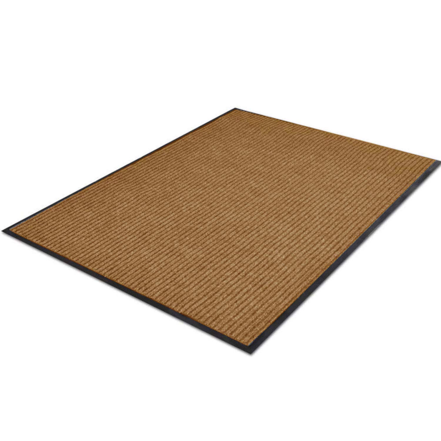 Ribbed Rubber Mat Indoor Outdoor Dust Proof Non-Slip Polypropylene Door Entrance Anti-Stain Heavy Duty Barrier Mats for Kitchen Backdoor Small Carpet Large Runner Medium Rug Brown 2 x 40 x 60 cm