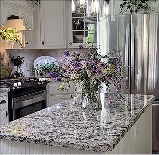 EZ Faux Decor Self Adhesive Vinyl Countertop Wrap | Gray White Black Granite Quartz Marble Contact Paper | Peel and Stick Counter Top Laminate Sheet | 36" x 120" (10ft) Removable Wallpaper