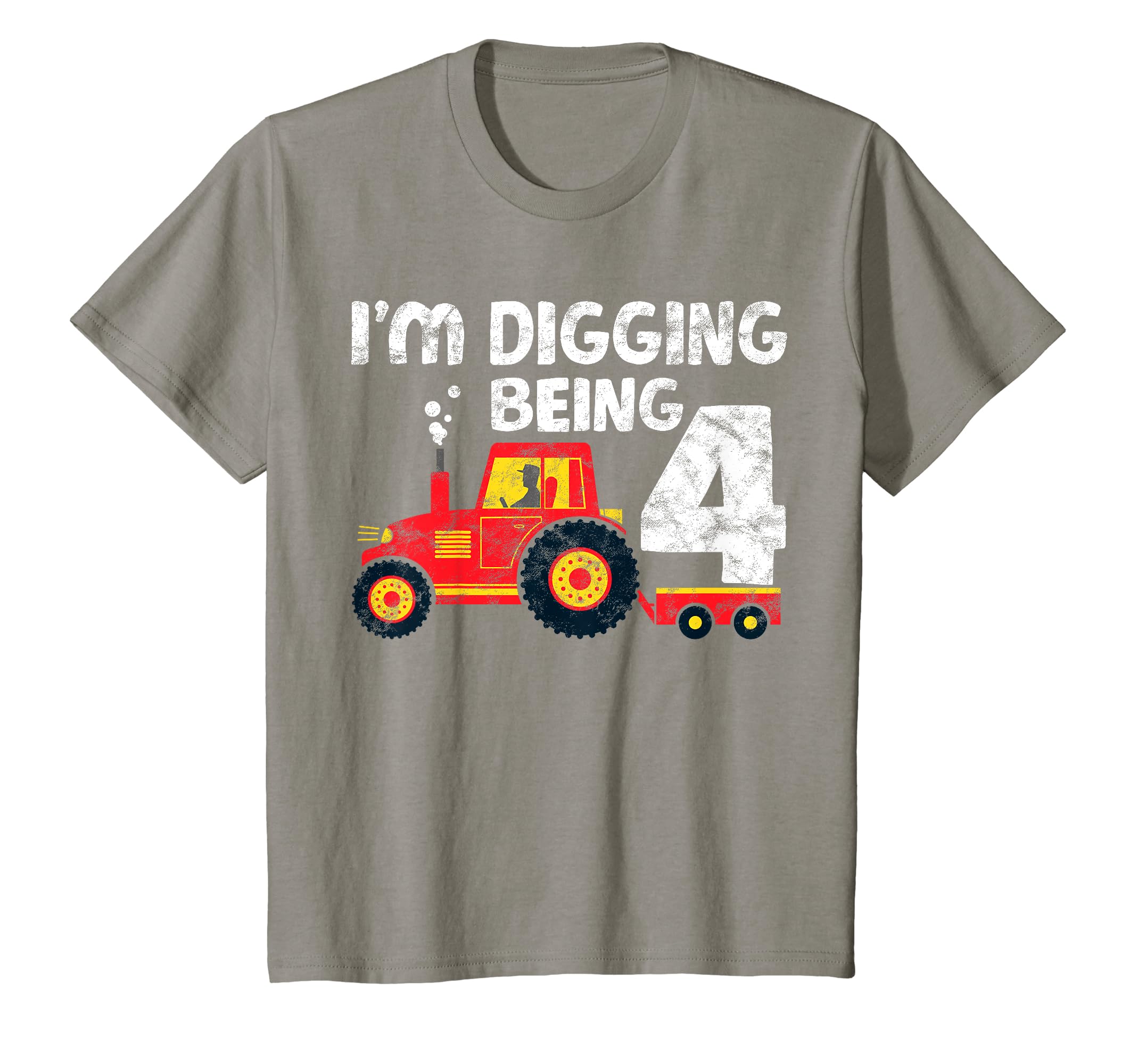 Kids Cute 4th Birthday Boy Tractor Farmer Shirt Kids 4 Year Old