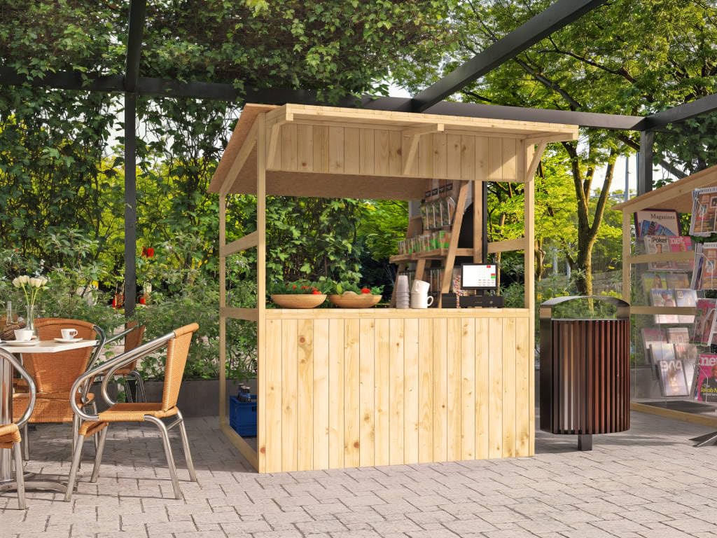 Woodtex Marktstand Verkaufsstand Holzhaus mit Theke