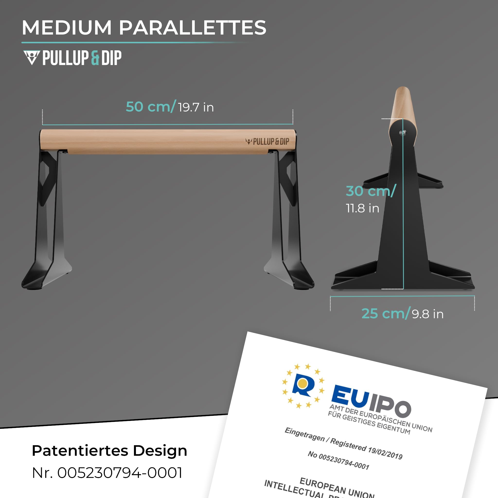 PULLUP & DIP Holz Parallettes, Low oder Medium Minibarren Handstand Barren mit ergonomischem Holz Griff, Liegestützgriffe Push-up Bars für Calisthenics und Turnen, In- und Outdoor