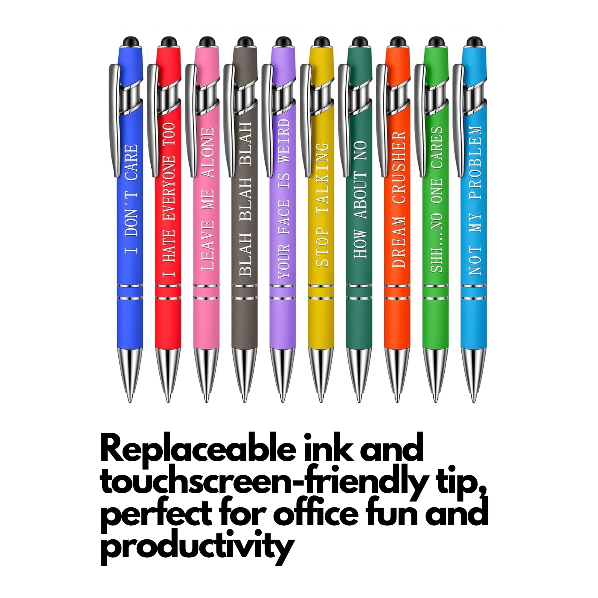 Vellichor Europe 10 x Bulk Pack of Funny Ballpoint Pens/Tablet Stylus for Office or Work Use, Black, 1 count (Pack of 10) - Image 2