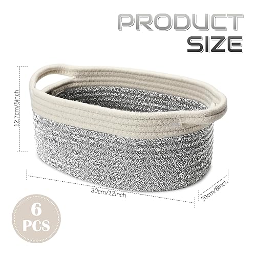 Miniatura 9 de 6 canastas pequeñas tejidas de 12 x 8 x 5 pulgadas, regalo vacío, almacenamiento de cuerda de algodón, decoración para perros y gatos, bonita