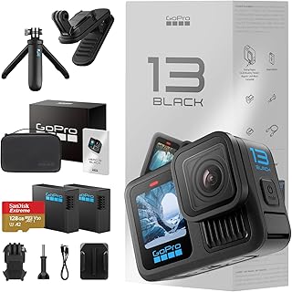 GoPro 公式品 HERO13 Black 純正マルチアクセサリーセット 認定SDカード&予備バッテリー&AKTTR(クリップ/三脚/収納袋)同梱 5.3K60fps HDR 400fpsスローモーション【国内正規品】