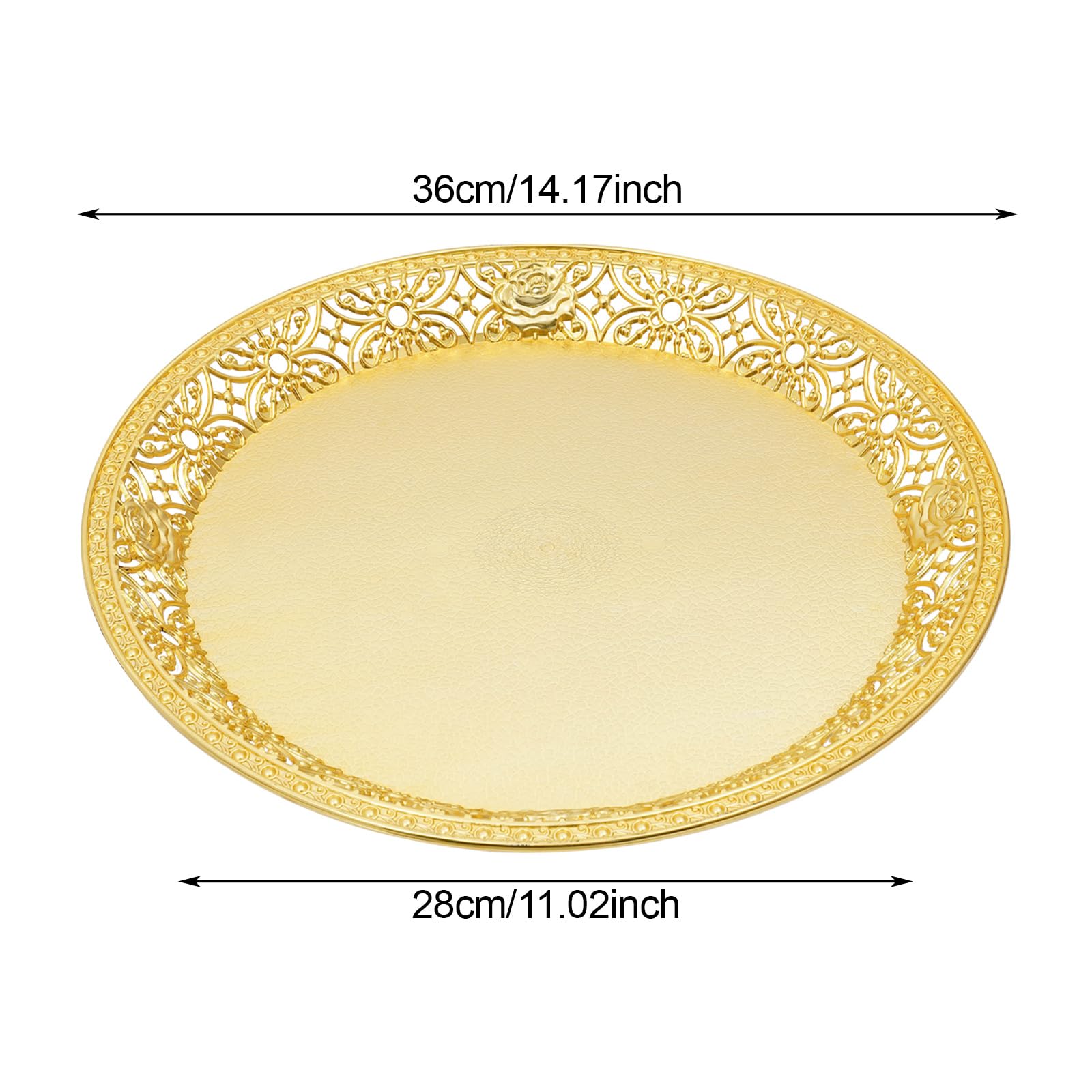 Vassoio da portata oro rotondo, 10 pezzi, 36 cm, vassoio decorativo rotondo