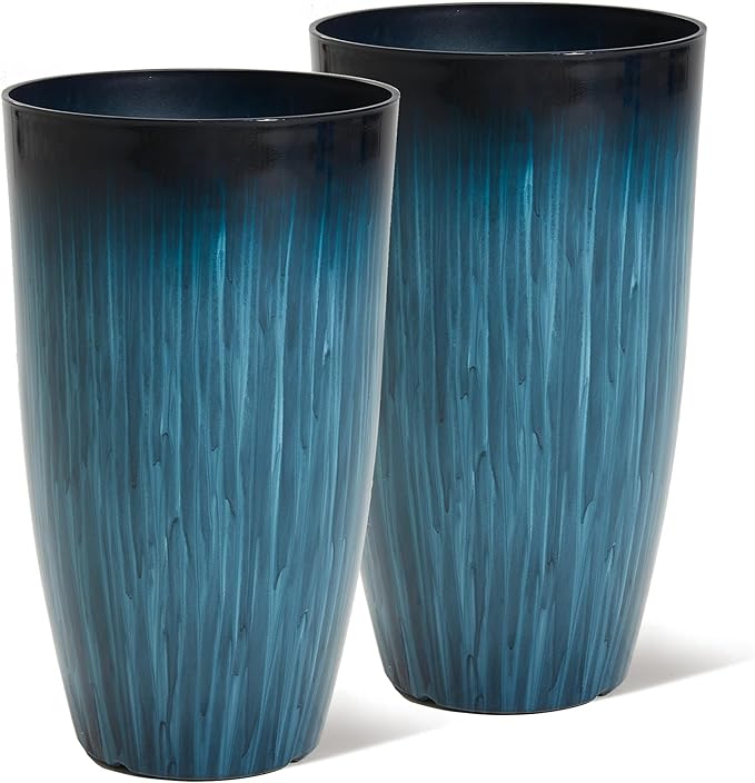 Large Plastic Planters - Set of 2 Gradient Blue