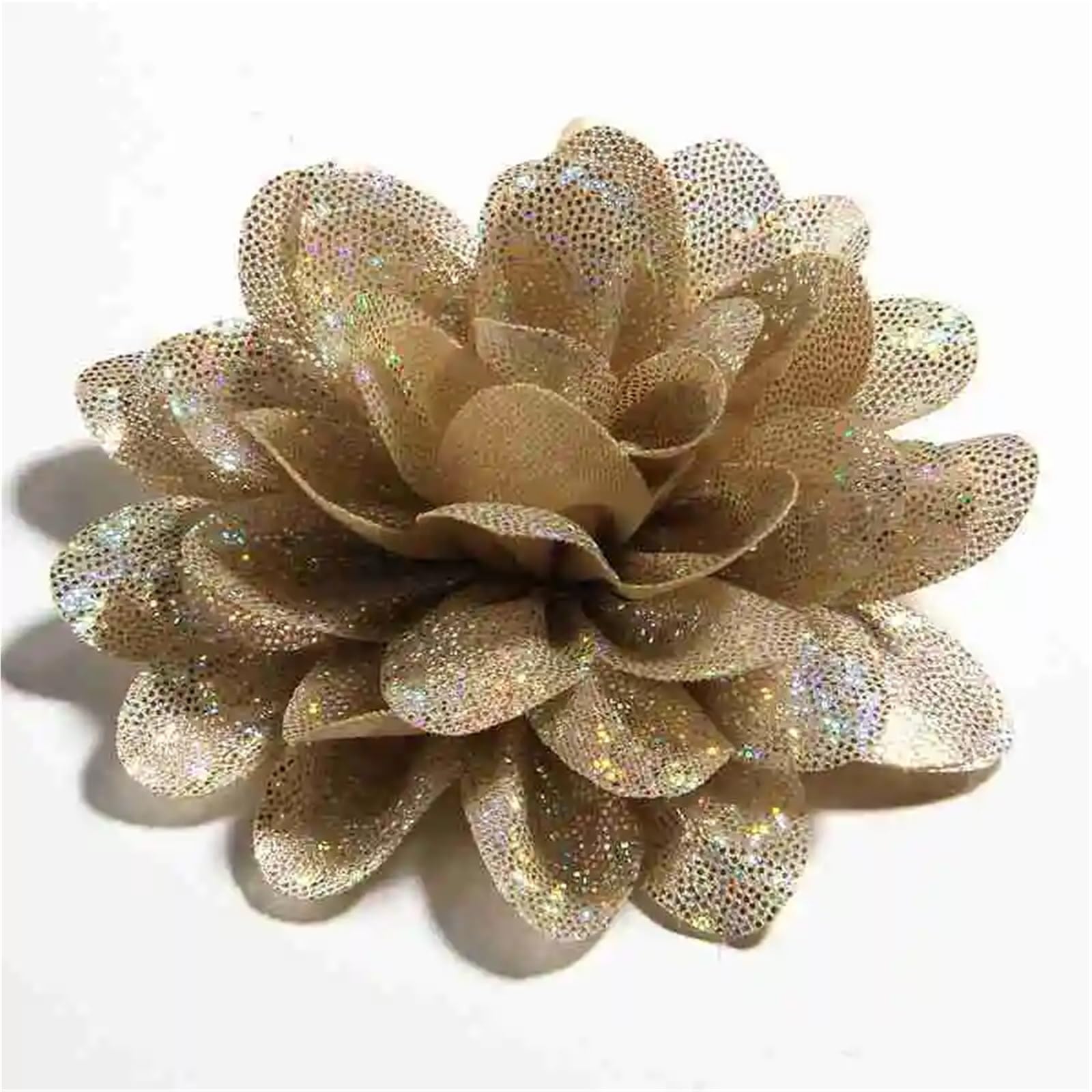 Fiori Di Stoffa 60 pezzi 8 cm 3,1" fiori artificiali in tessuto metallico for artigianato di nozze, lucidi in chiffon for matrimoni(Khaki)