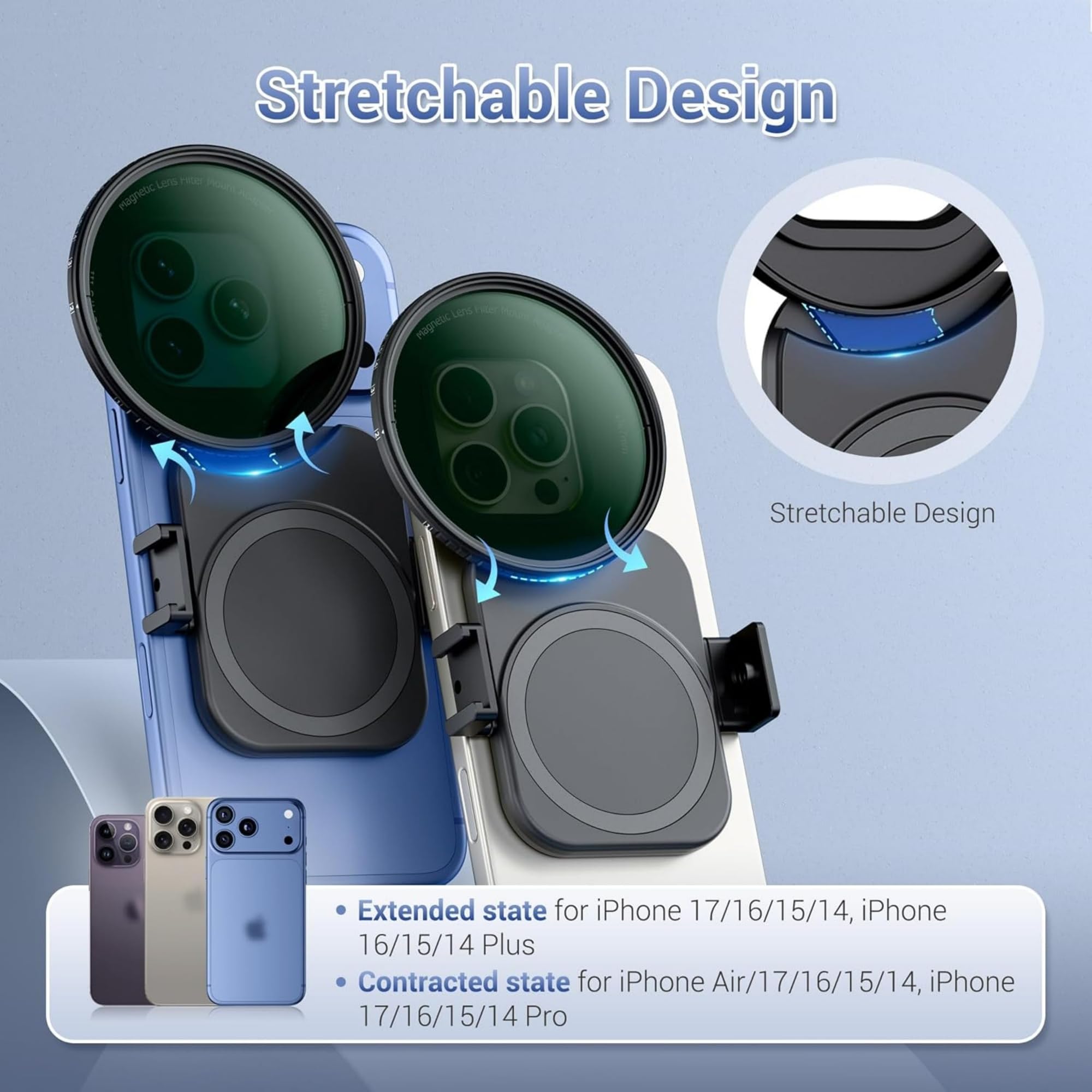 Filtro ND aggiornato da 67 mm per iPhone 17, adattatore magnetico per filtro obiettivo con filtro ND variabile ND2-128 per iPhone 17 16 15 14 Pro Pro Max Plus, supporto per filtro obiettivo del