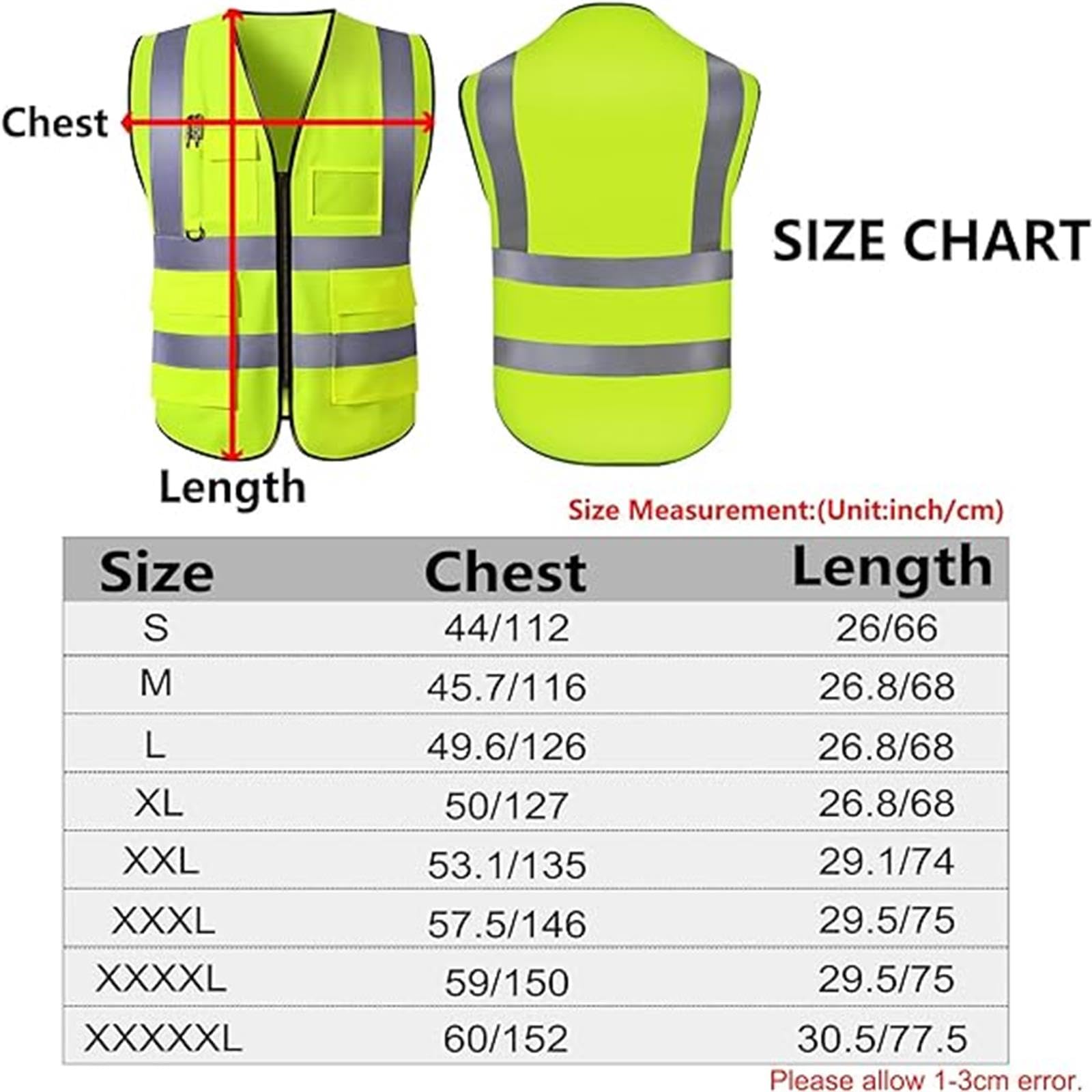 Greaxid Custom Safety Vest for Men High Visibility Reflective Protective Workwear with 5 Pocket for Construction Outdoor,Black L