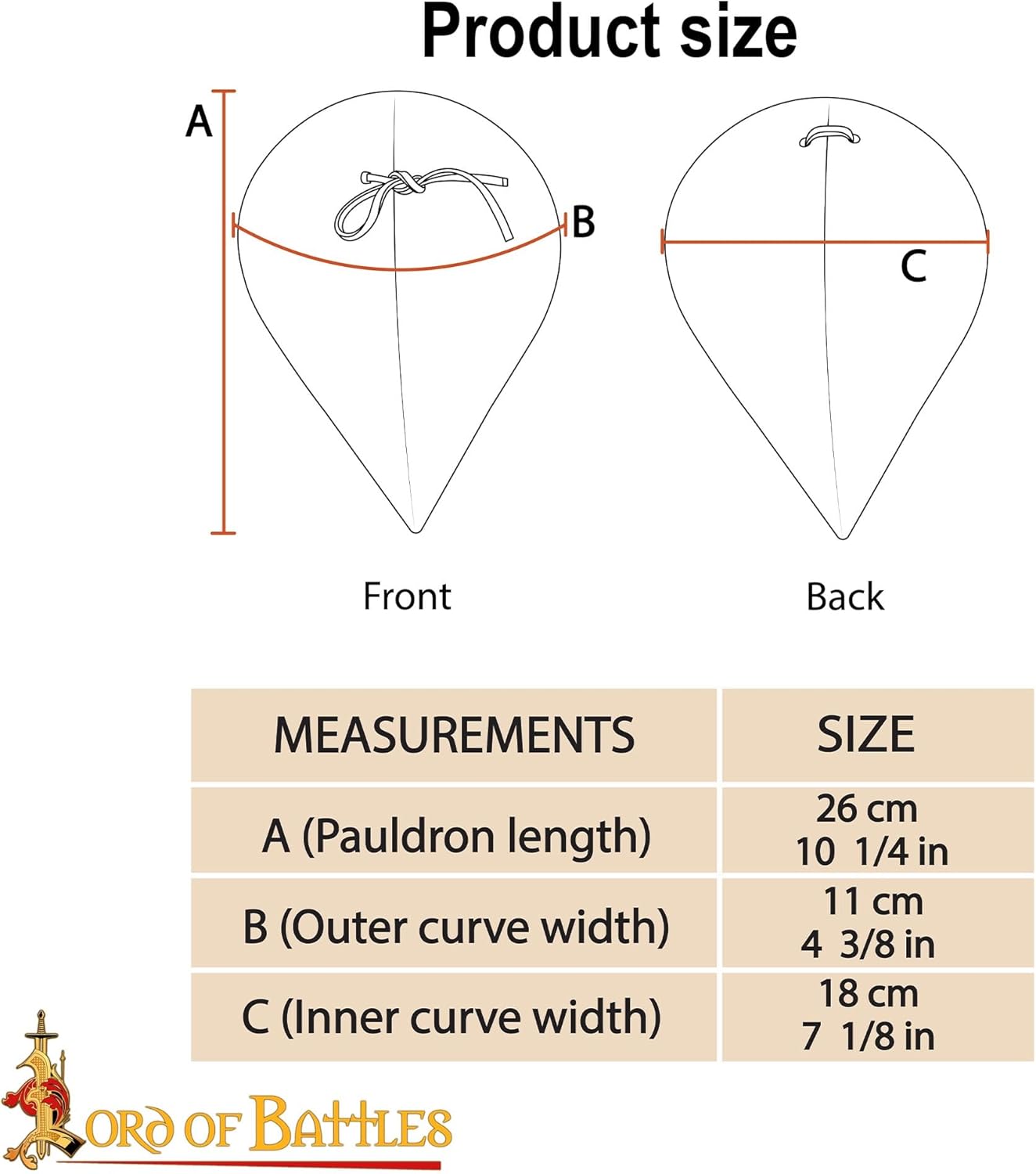 Lord of Battles Visby Pauldron 16 Gauge Steel | Medieval Shoulder Armor for LARP, SCA, Reenactment | Battle-Ready Functional Armor | Metal Spaulder for Cosplay & Collectors - Image 3
