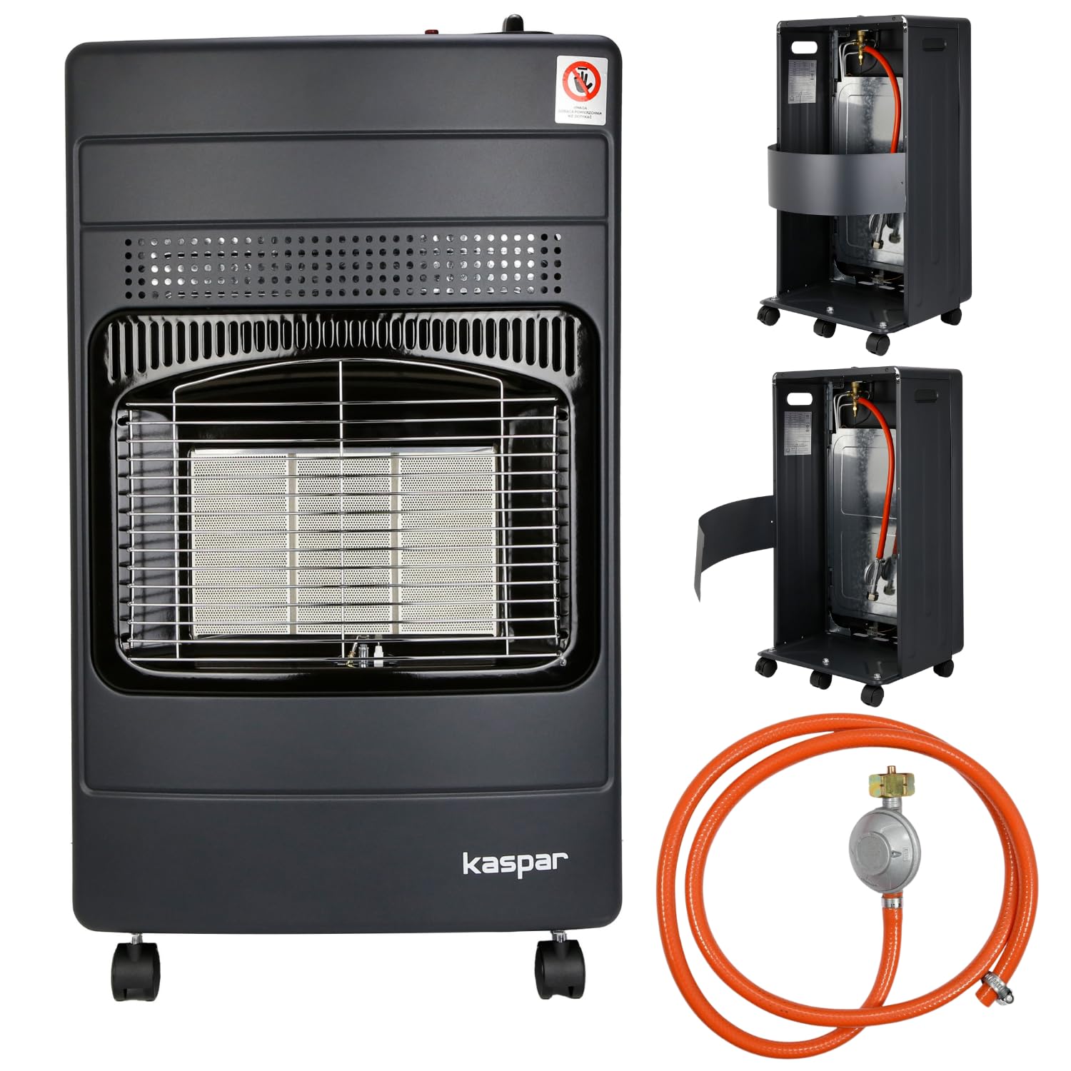 Kaspar Gasheizer Mit Gasdruckregler Gasschlauch Gasheizofen Heizstrahler 1500 2800 4200 W Gasheizung Für Innenräume Außen Terrasse Camping Zelt Für Fläche Bis 60 m2