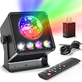 OIEZISRO Disco Ball Party Lights Disco Light Sunset Lamp Projector with RGB+UV+White+YGB Sound Activated LED DJ Strobe Stage Light for Home Parties Living Room/Christmas/Halloween/Birthday/Wall/Decor