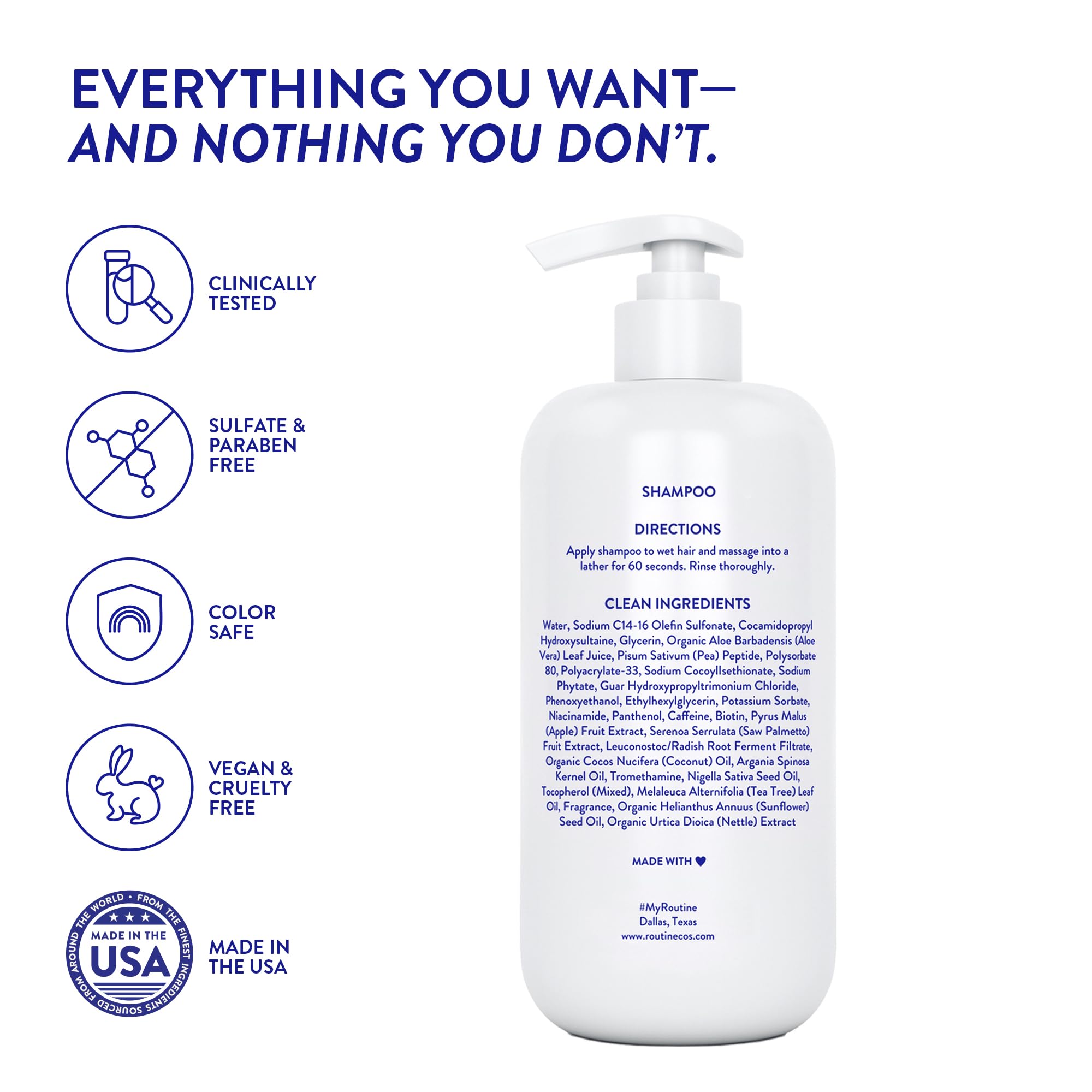 Routine Wellness Shampoo per capelli forti, vegano, shampoo biotina clinicamente testato con oli idratanti e vitamine, cocco e vaniglia, 350 ml