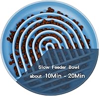 Vista 4 de Slow Feed - Cuenco para perros, antigolpe, silicona duradera, seguro para razas pequeñas a grandes, color azul