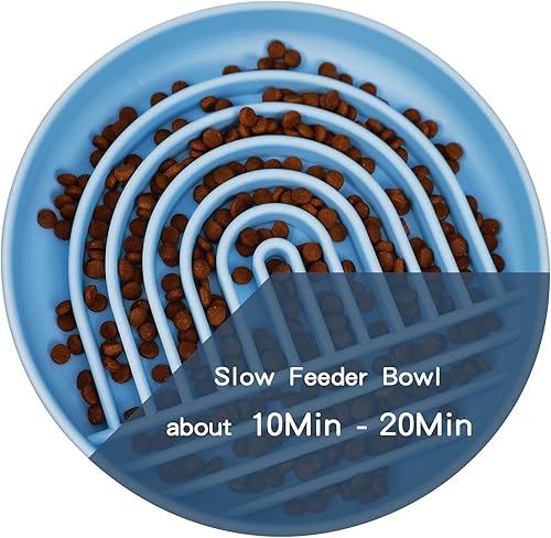 Miniatura 4 de RICHIE Slow Feed - Cuenco para perros, antigolpe, silicona duradera, seguro para razas pequeñas a grandes, color azul