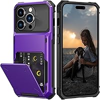 Vista 64 de Nvollnoe Compatible con iPhone 15 Funda con ranura para tarjetas, resistente, protectora de doble capa, a prueba de golpes, ranura oculta