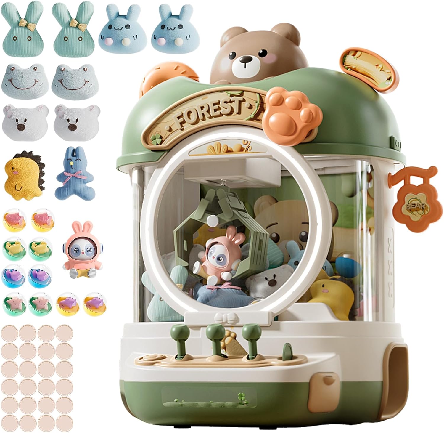 Large Claw Machine Arcade Toy with LED Light & Adjustable Sound,14" Candy Dispenser Toys Mini Vending Machine for Kids Christmas Birthday Gifts for Girls Boys Ages 3+(Panda)