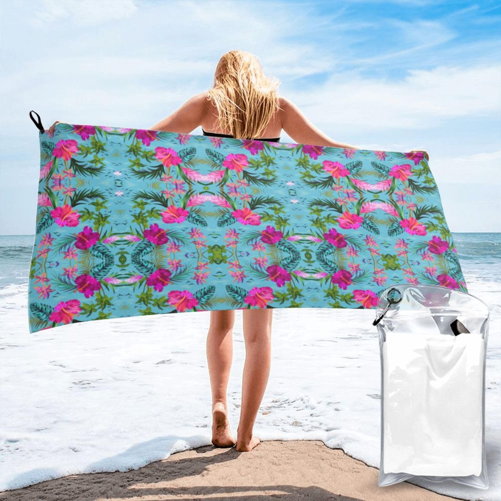 DIEzig Hello Hawaii Print Beach Towel Fast Dry Thin For Holiday Vacation Cruise Gym Swimmers