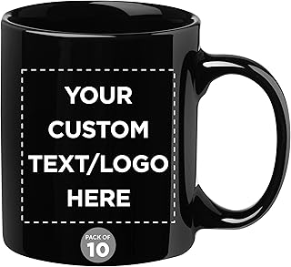 Custom Ceramic Coffee Mugs 11 oz. Set of 10, Personalized Bulk Pack - Co...