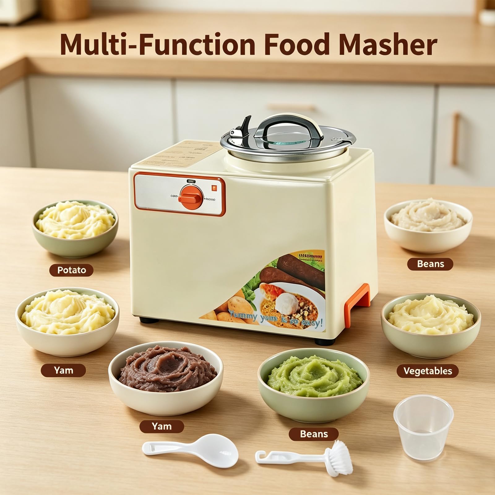 Fufu-stampfmaschine, Yam-stampfmaschine, Automatisches Heizen Und Mischen, Automatischer Alarm, Leicht Zu Reinigen, Kochen Und Rühren, Geeignet Für Gemüse Und Heilpflanzen