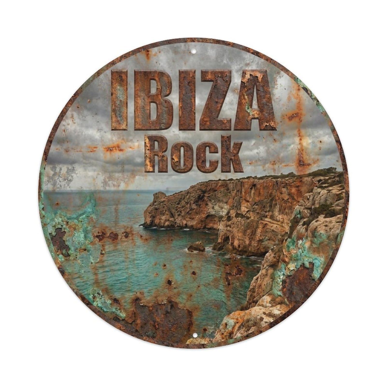 Vintage Travel Ibiza Spain Bluff Metal Tin Sign