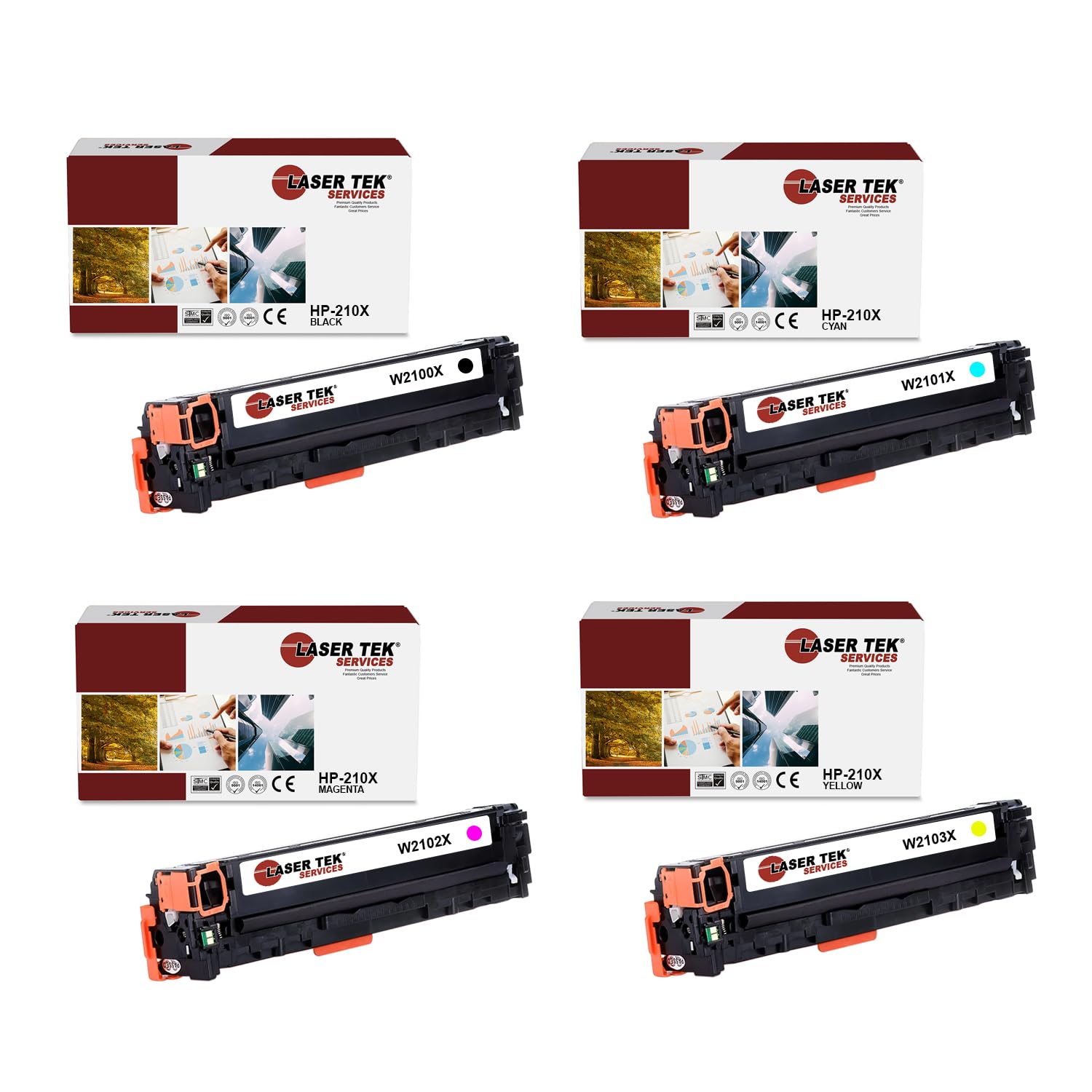Laser Tek ServicesCompatible Toner Cartridge Replacement for 210X High Yield Works with HP Color Laserjet Pro 4201dn , MFP 4301fdn Printers (Black, Cyan, Magenta, Yellow, 4 Pack)