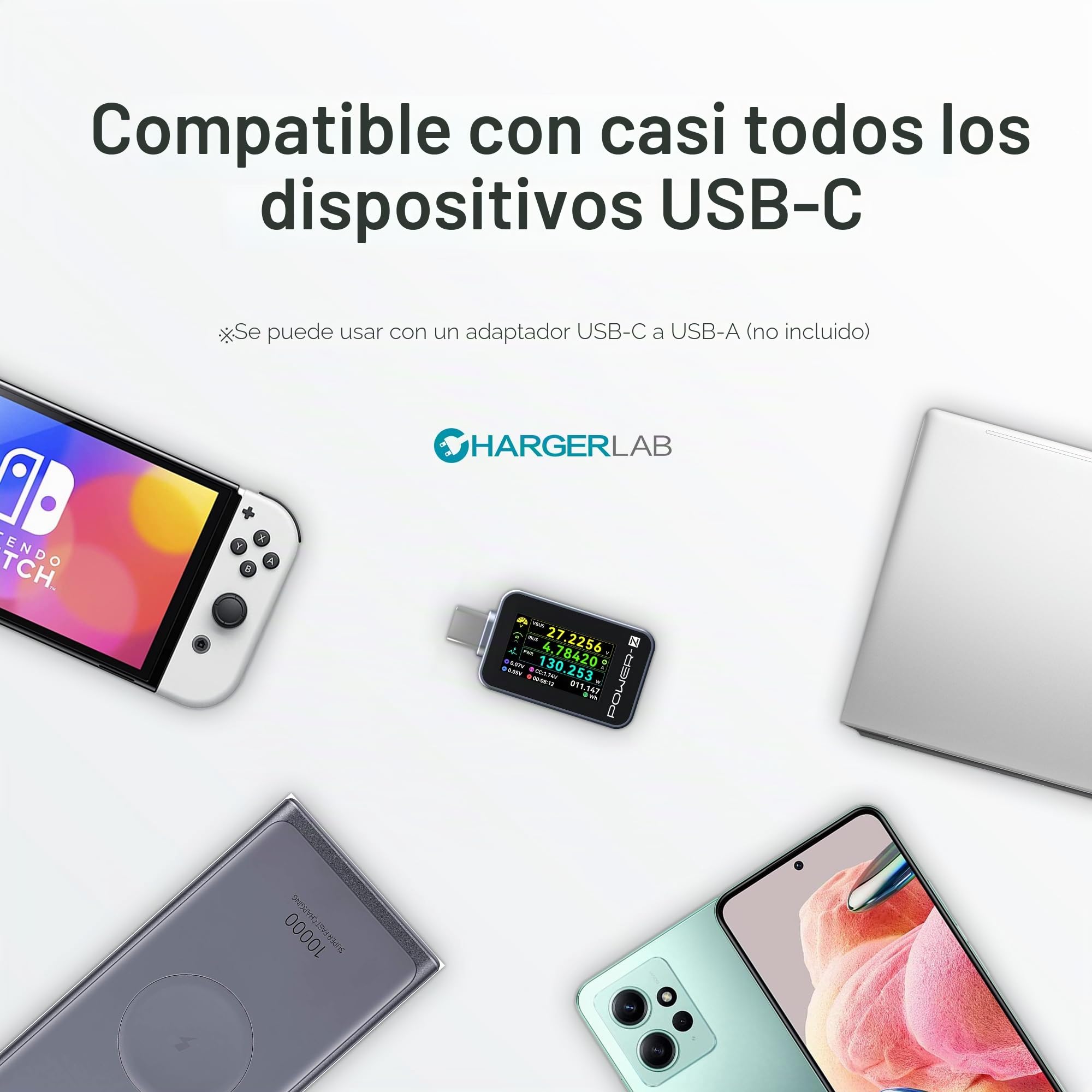 ChargerLAB POWER-Z C240 - Medidor de potencia digital USB-C portátil, soporta hasta 240 W y PD3.1 QC5.0, para teléfonos USB-C, portátiles, cargadores y más