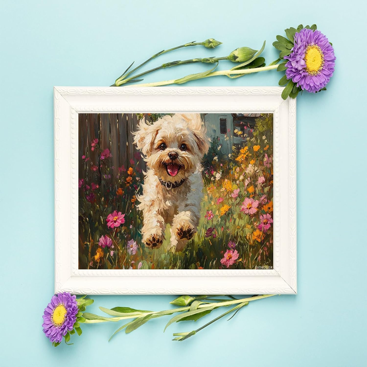 SVINOILER DIY Paint by Numbers for Adults Beginner, Shih Tzu Dog Chasing Its Tail, Adult Crafts Adults' Paint-by-Number Kits, Room Decor Gift (16x20inch, No Frame) image 2