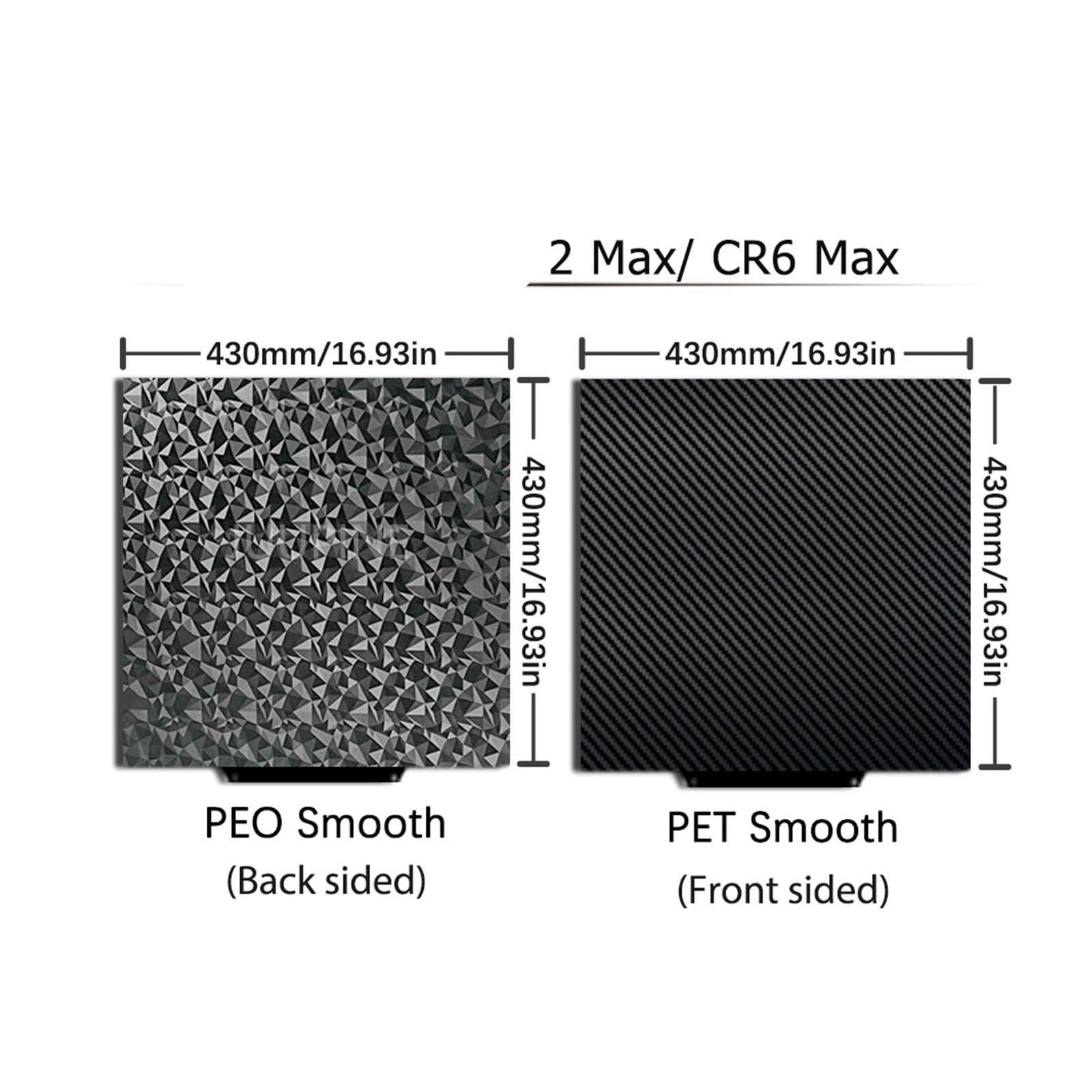 Build Plate, Kompatibel mit der Anycubic Kobra 2 Bauplatte | 430 x 430 mm, Federstahl, PEI-Blech, glatte, strukturierte Oberfläche, Zubehör for 3D-Drucker-Heizbetten(Texture PEl)