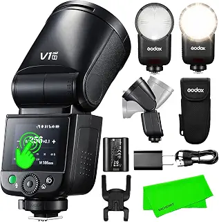 Godox V1mid S V1 mid for Sony クリップオンストロボ 丸型ストロボ A7 III/ZV-E10/A7 IV/a7C対応 | （2026 Upgrade）ZV-E10 II/ZV-E1/a6700/a6400/a7C II/a7C/a7CR/RX1R、TTLラウンドヘッド 55Ws 高出力 1.7秒高速リサイクル フルパワー650回発光、HSS、1/8000