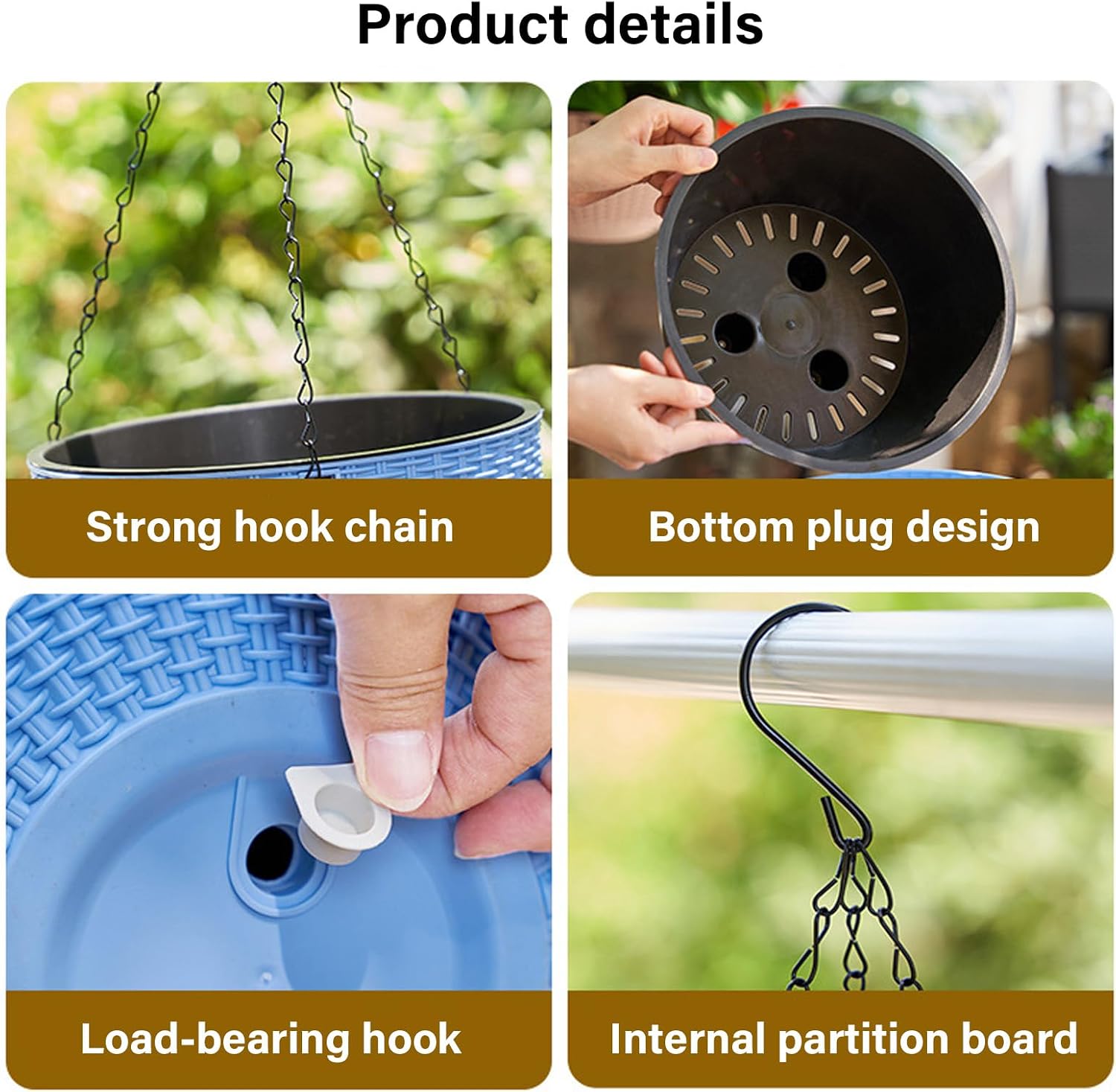 Rattan Styles Hanging Planter Flower Pots Hanging Basket for Indoor Outdoor Plant Home Garden Balcony Decoration