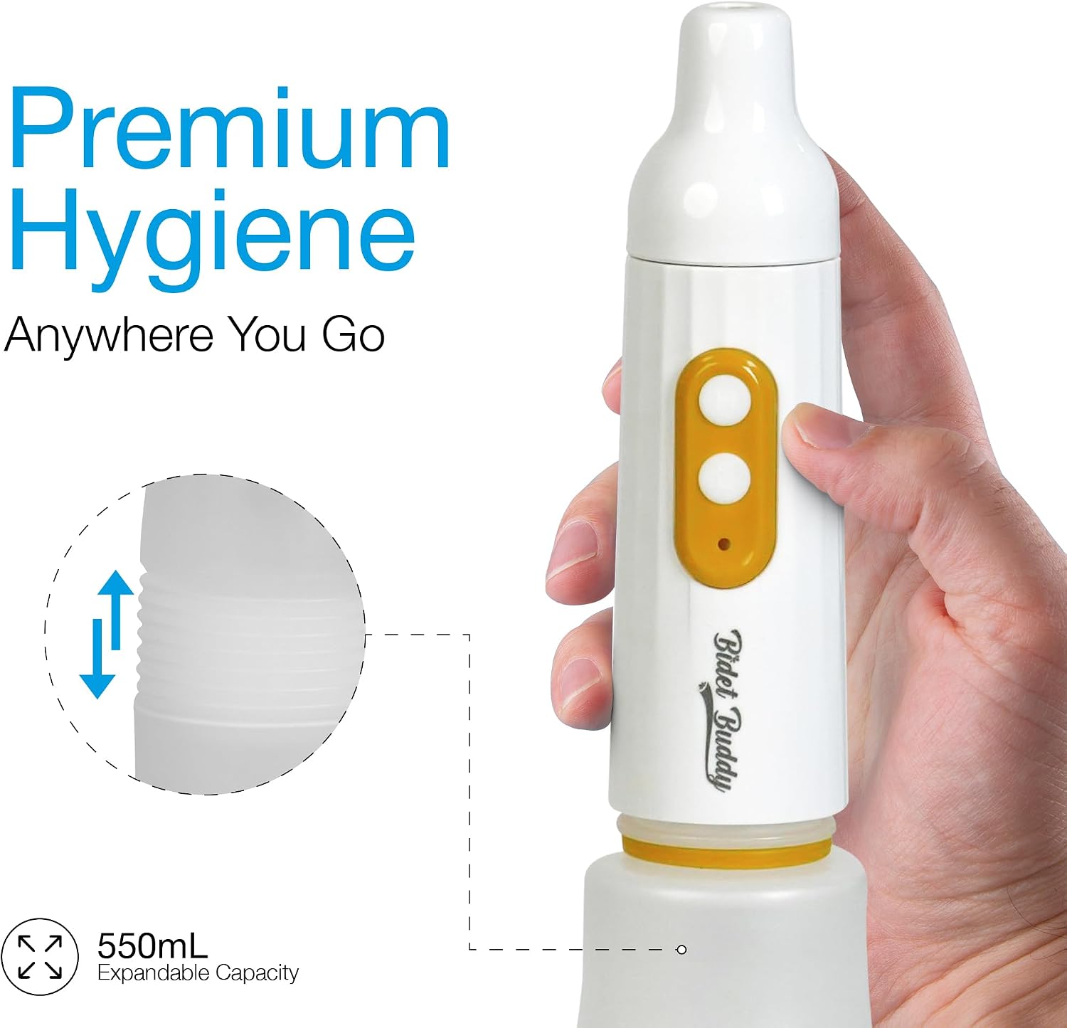 Bidet Buddy PureJet showing expandable capacity